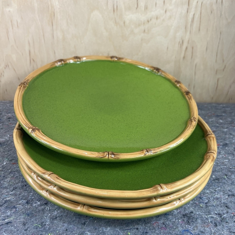 Set of 4 Home Ipanema China 11" Heavy Stoneware Handpainted Serving Green Plates